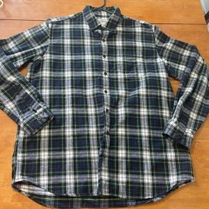 Vintage LL Bean Flannel Button Up Traditional Fir Large Tall